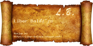 Liber Balázs névjegykártya